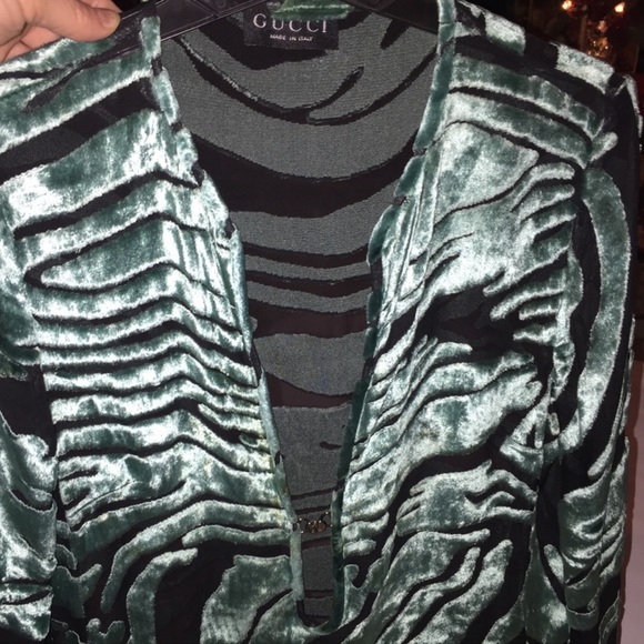 GUCCI Tom Ford HAUTE COUTURE SILK Dress Vintage SS96 Teal Zebra Runway SIZE 6 - Picture 8 of 12